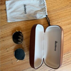 Illesteva Gold Sunglasses with Brown Case